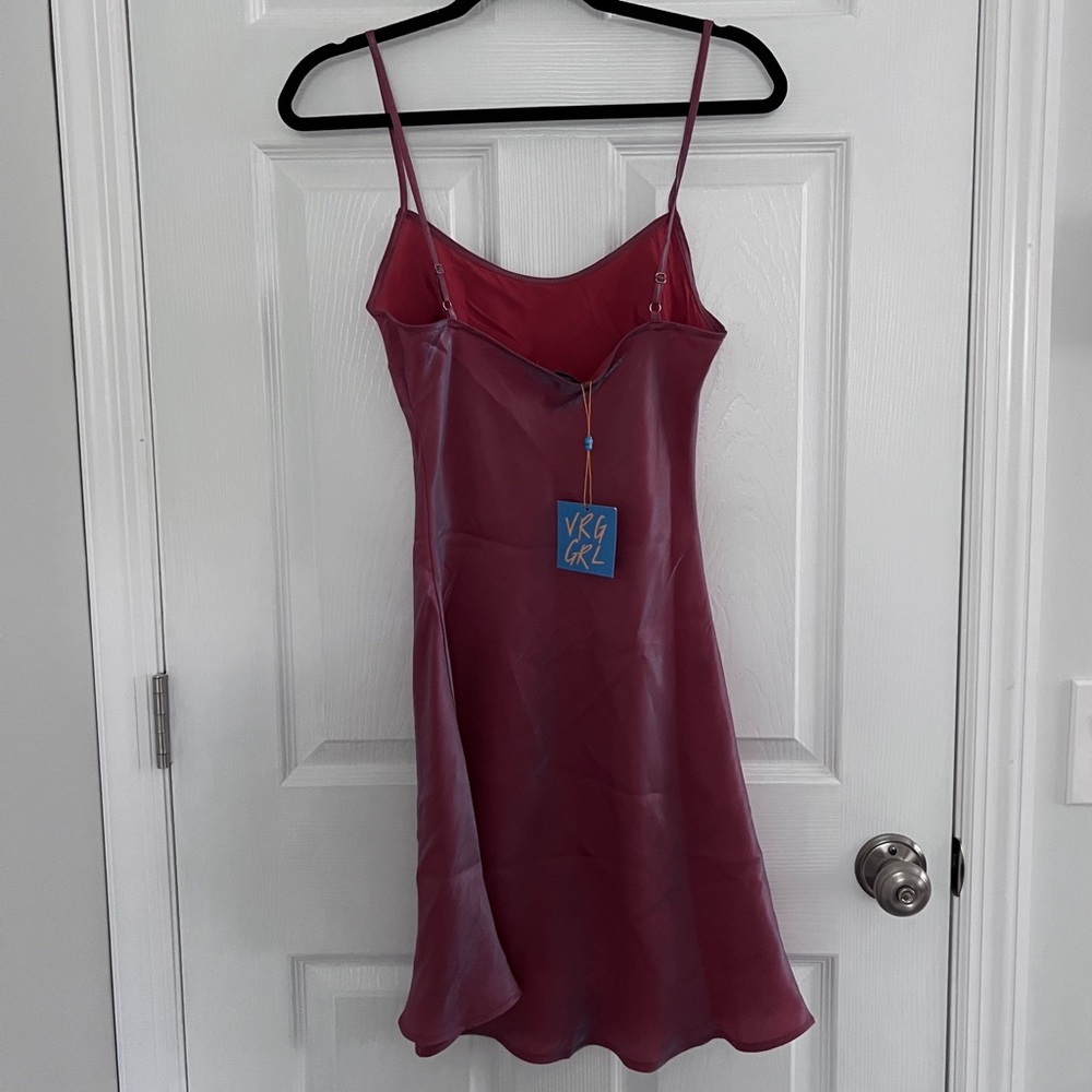 Vrg Grl 90s Muse Bias Cut Mini Dress in Dusty Rose - Picture 3 of 5
